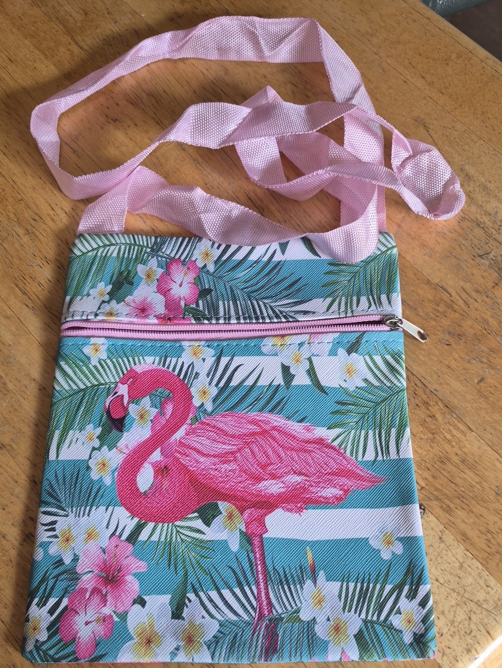 Source Unknown Pink Flamingo Tropical Mini Crossbody Bag